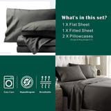 3 Piece Bed Sheet Set- Bedding Sheets & Pillowcases -Breathable Bedding - Wrinkle, Fade, Stain Resistant-Deep Pocket Flat Fitted Bed Sheet Set(Dark gray,Single)