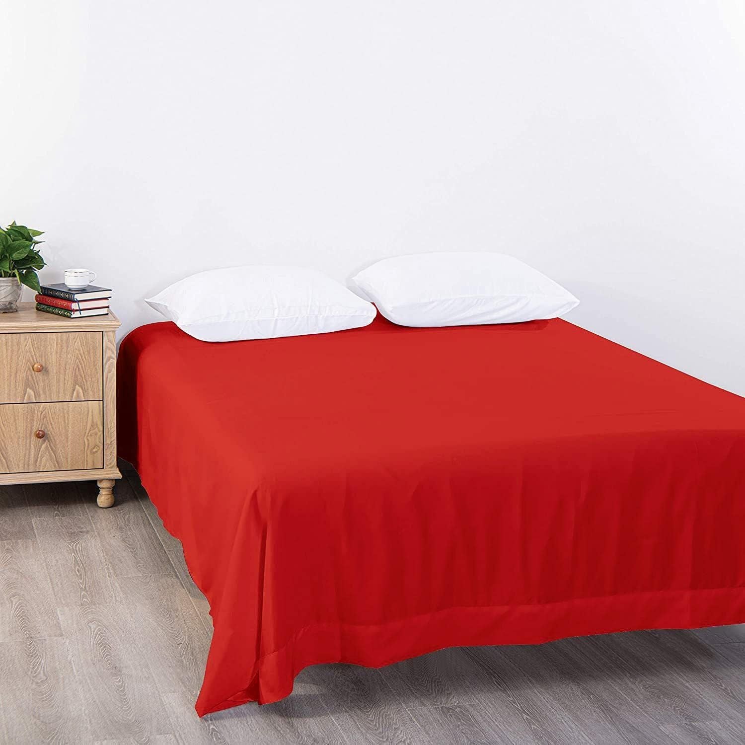 Elegant Comfort Premium Hotel Quality 1-Piece Single Flat Sheet, Luxury and Softest 2000 Thread Count Bedding Flat Sheet(Single,Red)