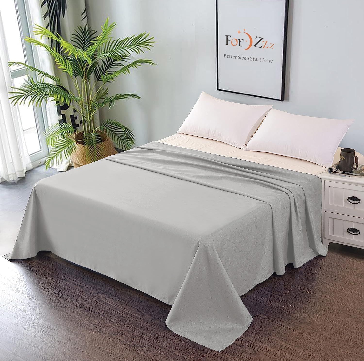Elegant Comfort Premium Hotel Quality 1-Piece Single Flat Sheet, Luxury and Softest 2000 Thread Count Bedding Flat Sheet(Single,Ocean)