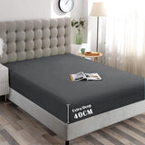 Hotel Quality Fitted Sheet - 1 Piece Fitted Sheet  -Breathable Bedding - Wrinkle, Fade, Stain Resistant- 16inch/40cm Deep Pocket Fitted Bed Sheet-Wrinkle and Fade Resistant,(Dark gray,Single)