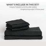 3 Piece Hotel Soft Microfiber Quilt Cover Set-2000TC Duvet/Donna Cover Set & Pillowcases -1 Quilt Cover Zipper Closure & 1 x Pillowcases-Breathable Bedding - Wrinkle, Fade, Stain Resistant(Black,Super King)