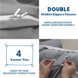 3 Piece Hotel Soft Microfiber Quilt Cover Set-2000TC Duvet/Donna Cover Set & Pillowcases -1 Quilt Cover Zipper Closure & 1 x Pillowcases-Breathable Bedding - Wrinkle, Fade, Stain Resistant(Grey,Super King)