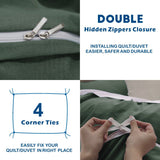 3 Piece Hotel Soft Microfiber Quilt Cover Set-2000TC Duvet/Donna Cover Set & Pillowcases -1 Quilt Cover Zipper Closure & 1 x Pillowcases-Breathable Bedding - Wrinkle, Fade, Stain Resistant(Olive green,Super King)