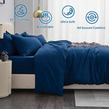 3 Piece Hotel Soft Microfiber Quilt Cover Set-2000TC Duvet/Donna Cover Set & Pillowcases -1 Quilt Cover Zipper Closure & 1 x Pillowcases-Breathable Bedding - Wrinkle, Fade, Stain Resistant(Navy,Super King)