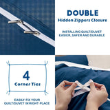 3 Piece Hotel Soft Microfiber Quilt Cover Set-2000TC Duvet/Donna Cover Set & Pillowcases -1 Quilt Cover Zipper Closure & 1 x Pillowcases-Breathable Bedding - Wrinkle, Fade, Stain Resistant(Navy,Super King)