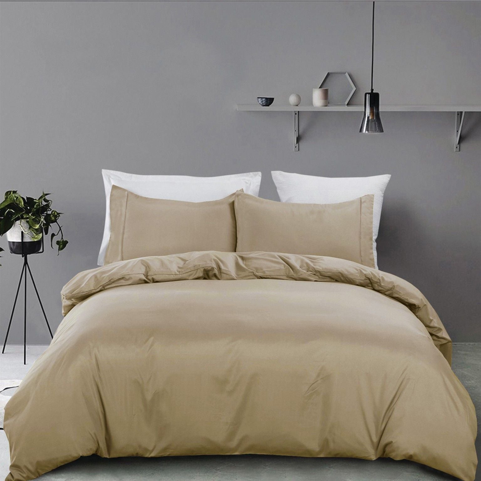 3 Piece Hotel Soft Microfiber Quilt Cover Set-2000TC Duvet/Donna Cover Set & Pillowcases -1 Quilt Cover Zipper Closure & 1 x Pillowcases-Breathable Bedding - Wrinkle, Fade, Stain Resistant(Camel Beige,Super King)