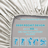 3 Piece Fitted Sheet Set- Fitted Sheet & Pillowcases -Breathable Bedding - Wrinkle, Fade, Stain Resistant- 40cm Deep Pocket Fitted Bed Sheet Set(Raw white,Super King)