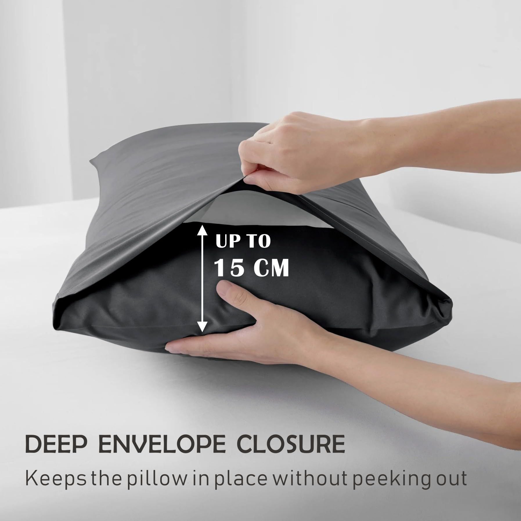 3 Piece Fitted Sheet Set- Fitted Sheet & Pillowcases -Breathable Bedding - Wrinkle, Fade, Stain Resistant- 40cm Deep Pocket Fitted Bed Sheet Set(Dark gray,Super King)