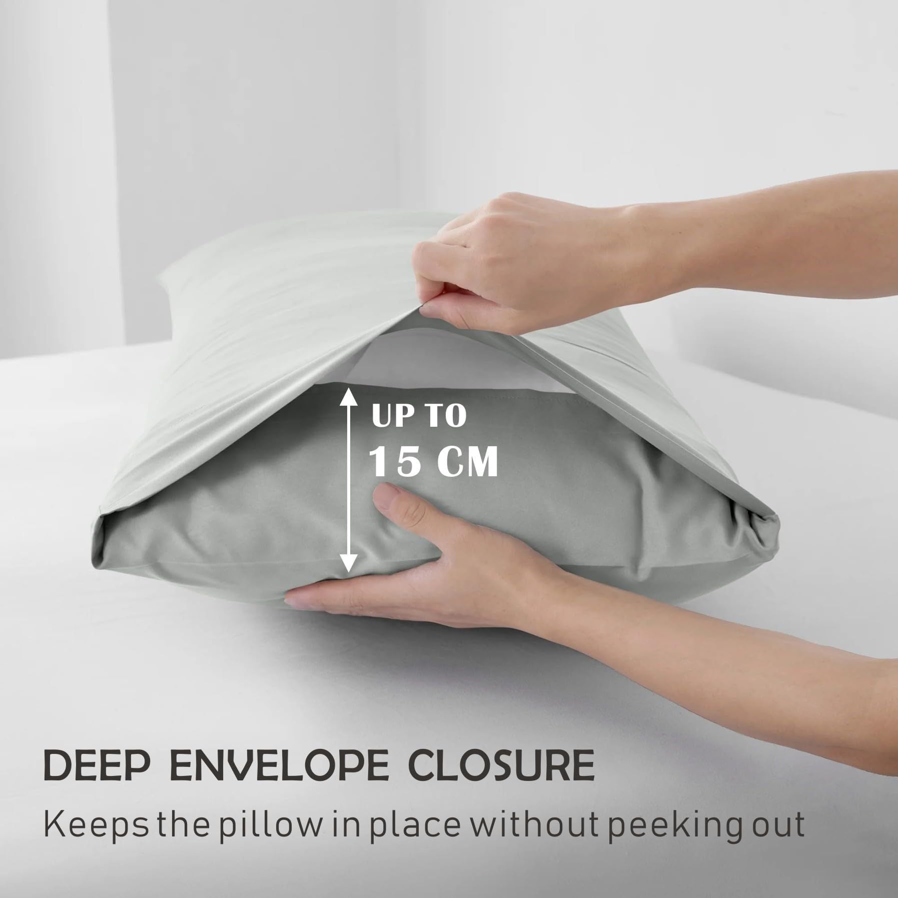 3 Piece Fitted Sheet Set- Fitted Sheet & Pillowcases -Breathable Bedding - Wrinkle, Fade, Stain Resistant- 40cm Deep Pocket Fitted Bed Sheet Set(Silver-gray,Super King)