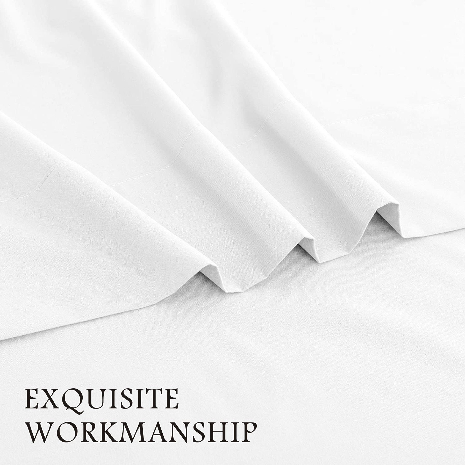 4 Piece Bed Sheet Set- Bedding Sheets & Pillowcases -Breathable Bedding - Wrinkle, Fade, Stain Resistant-Deep Pocket Flat Fitted Bed Sheet Set(White,Super King)