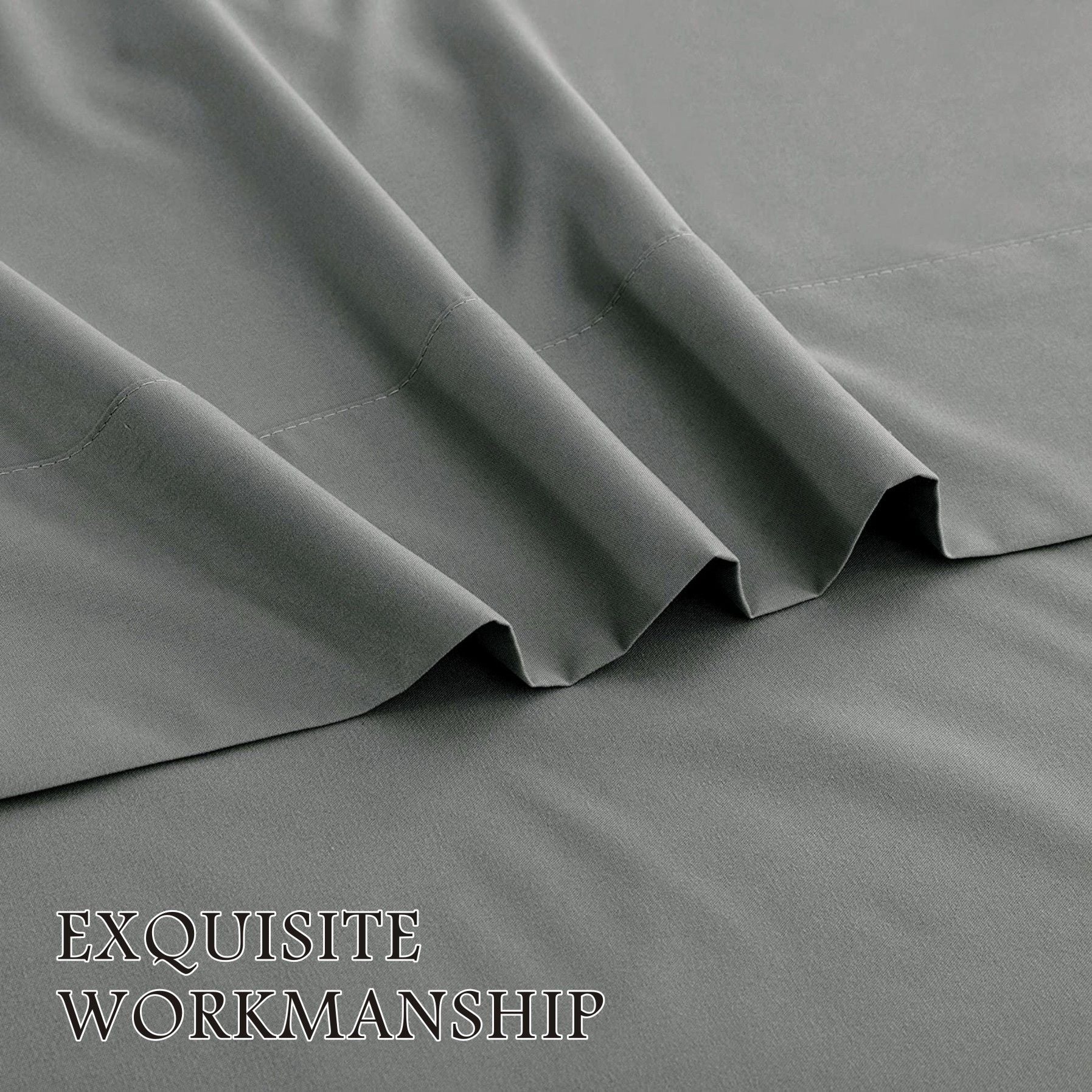 4 Piece Bed Sheet Set- Bedding Sheets & Pillowcases -Breathable Bedding - Wrinkle, Fade, Stain Resistant-Deep Pocket Flat Fitted Bed Sheet Set(Grey,Super King)