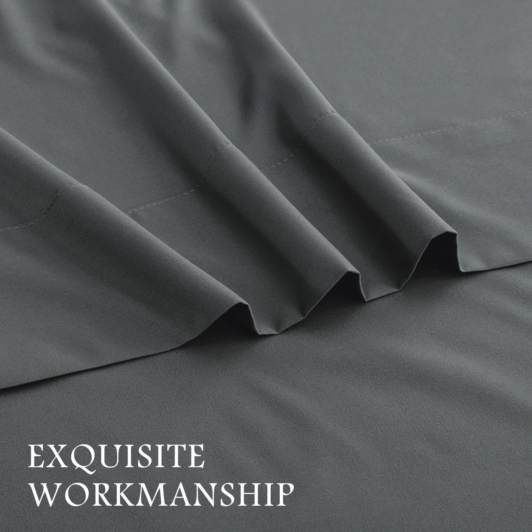 4 Piece Bed Sheet Set- Bedding Sheets & Pillowcases -Breathable Bedding - Wrinkle, Fade, Stain Resistant-Deep Pocket Flat Fitted Bed Sheet Set(Dark gray,Super King)