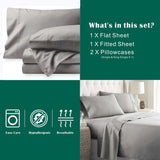 4 Piece Bed Sheet Set- Bedding Sheets & Pillowcases -Breathable Bedding - Wrinkle, Fade, Stain Resistant-Deep Pocket Flat Fitted Bed Sheet Set(Silver-gray,Super King)