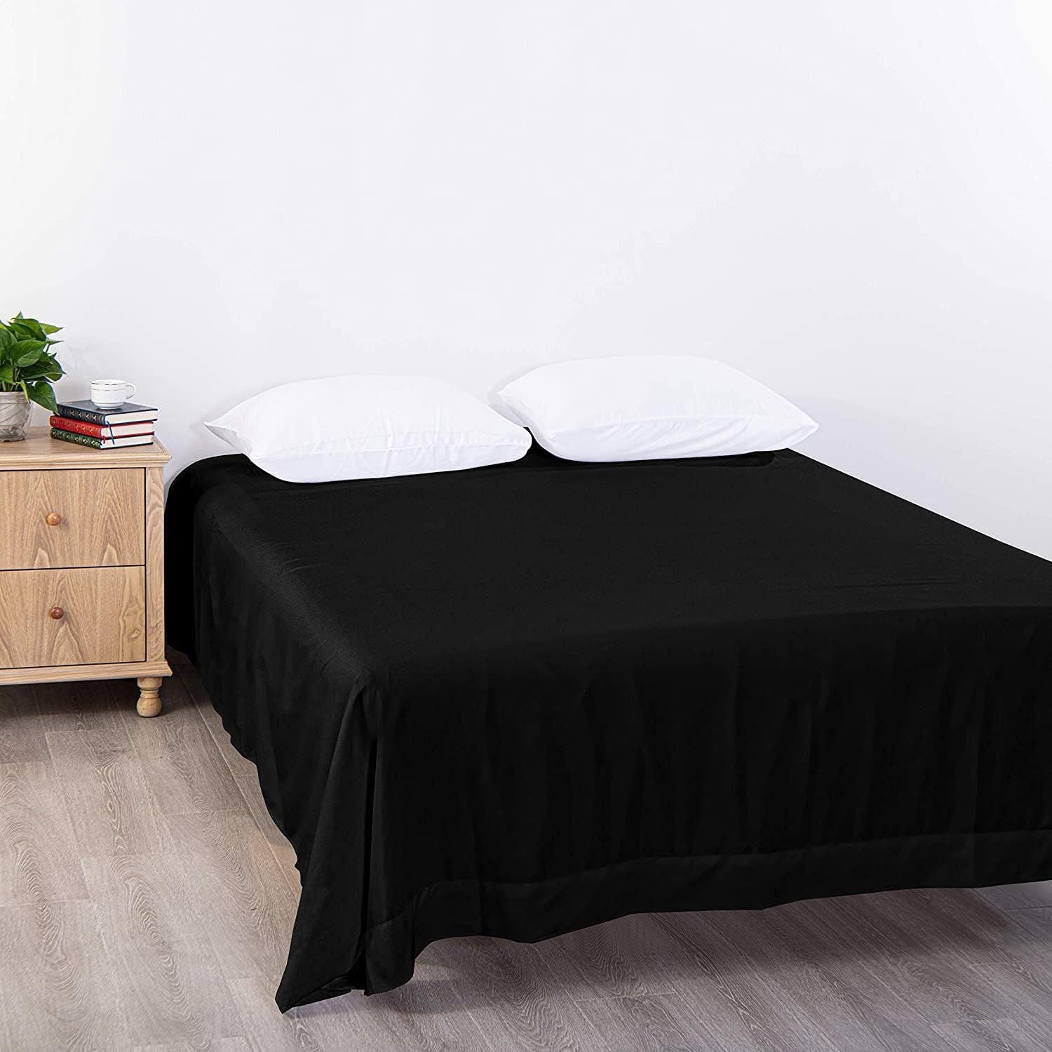 Elegant Comfort Premium Hotel Quality 1-Piece Super King Flat Sheet, Luxury and Softest 2000 Thread Count Bedding Flat Sheet(Super King,Black)