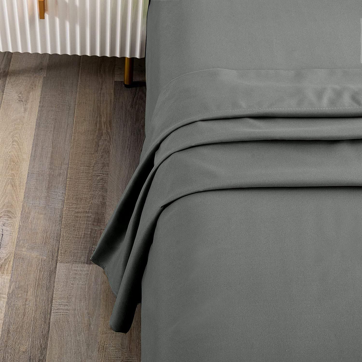Elegant Comfort Premium Hotel Quality 1-Piece Super King Flat Sheet, Luxury and Softest 2000 Thread Count Bedding Flat Sheet(Super King,Grey)