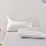 Satin Quilt cover Set Hotel 3 Pieces Quilt cover with Pillowcase, Art Silk Bedding Set-Luxury Soft Silky pillowcase for Hair and Skin, Similar to Silk Duvet/Donna Cover Set- 3 Pieces(Double,White)