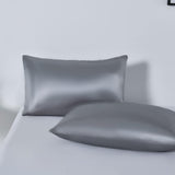 Satin Quilt cover Set Hotel 3 Pieces Quilt cover with Pillowcase, Art Silk Bedding Set-Luxury Soft Silky pillowcase for Hair and Skin, Similar to Silk Duvet/Donna Cover Set- 3 Pieces(King,Grey)