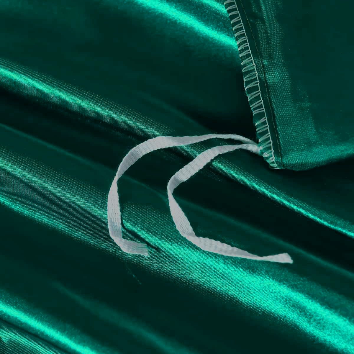 Satin Quilt cover Set Hotel 3 Pieces Quilt cover with Pillowcase, Art Silk Bedding Set-Luxury Soft Silky pillowcase for Hair and Skin, Similar to Silk Duvet/Donna Cover Set- 3 Pieces(King,Green)