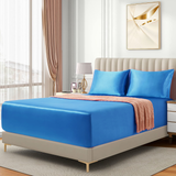 Satin Fitted Sheet Set Hotel 3 Pieces Fitted Sheet with Pillowcase, Art Silk Bedding Set-Luxury Soft Silky Sheets for Hair and Skin, Similar to Silk Fitted Sheets Set 3 Pieces(King,Ocean)