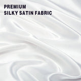 Art Silk Satin Sheet Set Hotel 4 Pieces Fitted/Flat Sheet Bedding Set-Luxury Soft Silky Sheets for Hair and Skin, Similar to Silk Bed Sheets Set 4 Pieces(King,White)