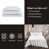 Art Silk Satin Sheet Set Hotel 4 Pieces Fitted/Flat Sheet Bedding Set-Luxury Soft Silky Sheets for Hair and Skin, Similar to Silk Bed Sheets Set 4 Pieces(King,White)
