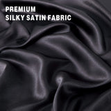 Art Silk Satin Sheet Set Hotel 3 Pieces Fitted/Flat Sheet Bedding Set-Luxury Soft Silky Sheets for Hair and Skin, Similar to Silk Bed Sheets Set 3 Pieces(King Single,Black)