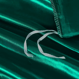 Satin Quilt cover Set Hotel 3 Pieces Quilt cover with Pillowcase, Art Silk Bedding Set-Luxury Soft Silky pillowcase for Hair and Skin, Similar to Silk Duvet/Donna Cover Set- 3 Pieces(Queen,Green)