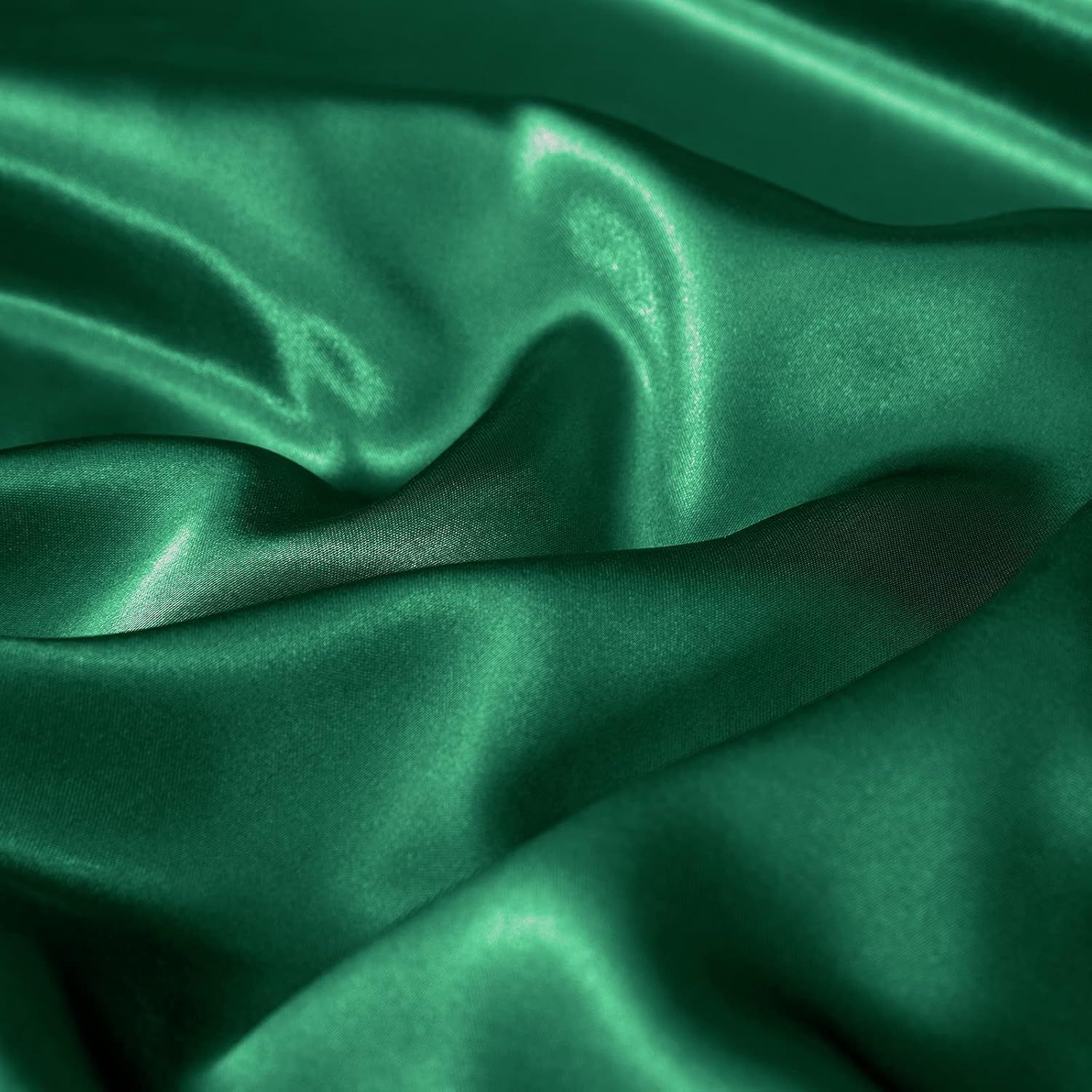 Satin Quilt cover Set Hotel 3 Pieces Quilt cover with Pillowcase, Art Silk Bedding Set-Luxury Soft Silky pillowcase for Hair and Skin, Similar to Silk Duvet/Donna Cover Set- 3 Pieces(Queen,Green)