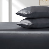 Satin Fitted Sheet Set Hotel 3 Pieces Fitted Sheet with Pillowcase, Art Silk Bedding Set-Luxury Soft Silky Sheets for Hair and Skin, Similar to Silk Fitted Sheets Set 3 Pieces(Queen,Grey)