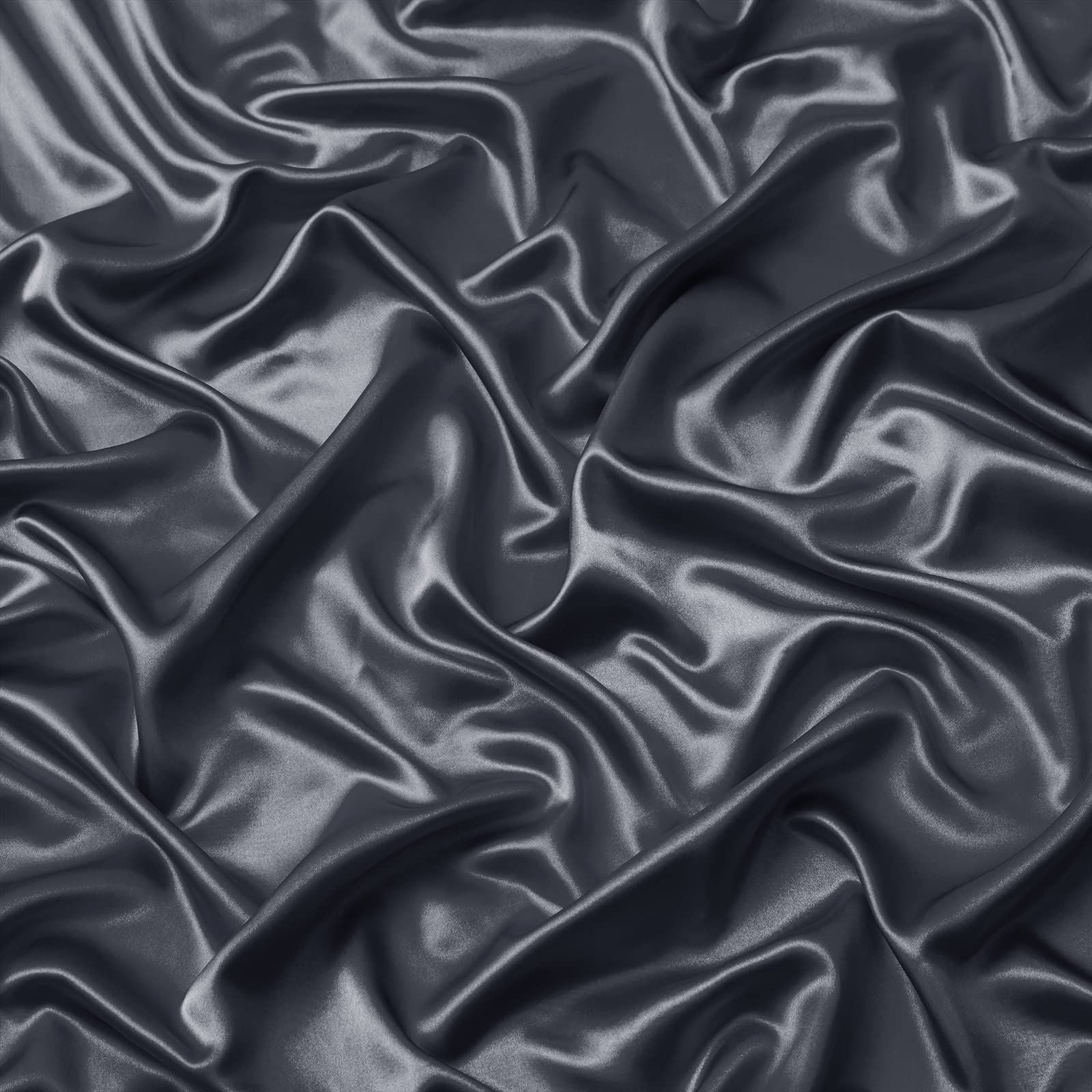 Satin Fitted Sheet Set Hotel 3 Pieces Fitted Sheet with Pillowcase, Art Silk Bedding Set-Luxury Soft Silky Sheets for Hair and Skin, Similar to Silk Fitted Sheets Set 3 Pieces(Queen,Grey)