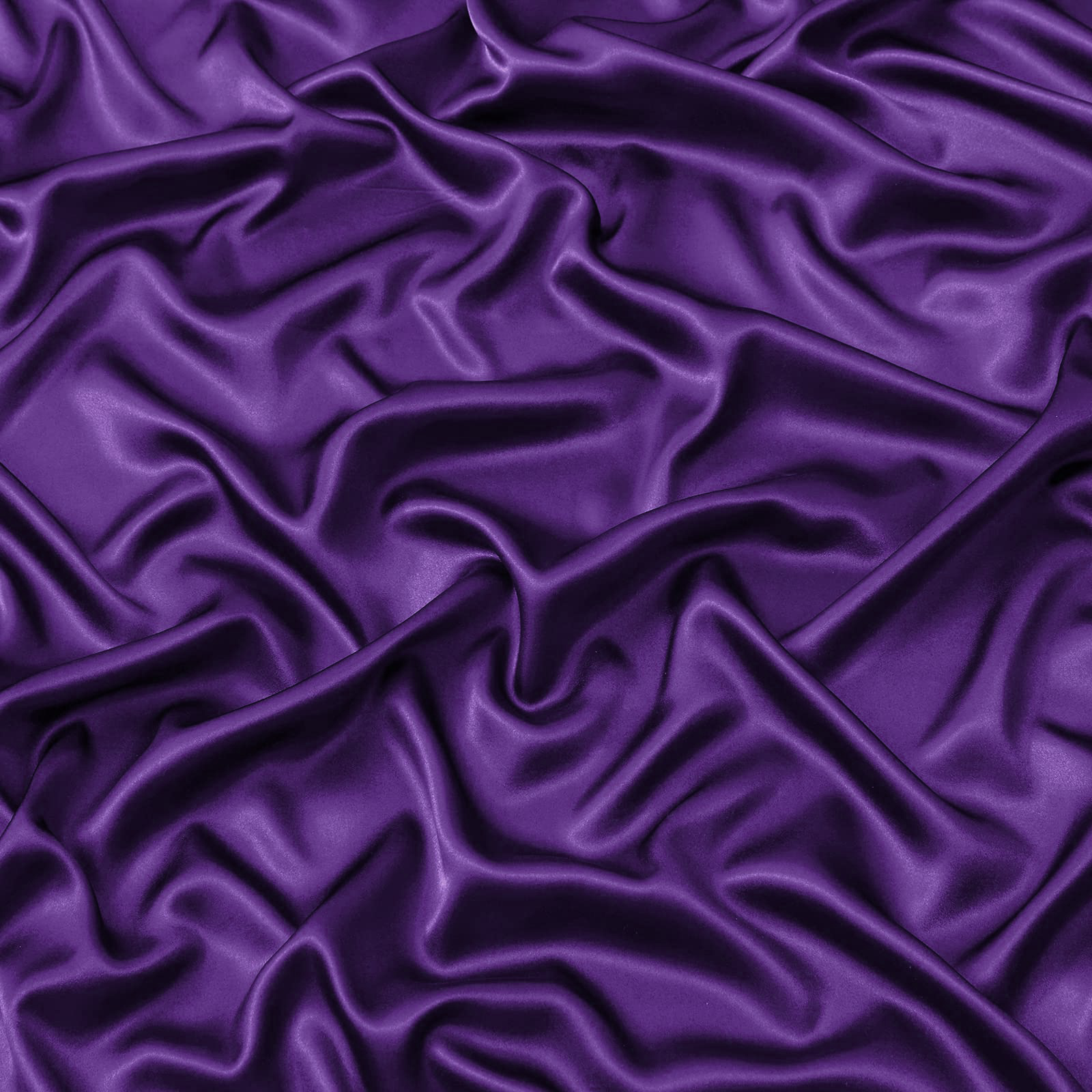 Satin Fitted Sheet Set Hotel 3 Pieces Fitted Sheet with Pillowcase, Art Silk Bedding Set-Luxury Soft Silky Sheets for Hair and Skin, Similar to Silk Fitted Sheets Set 3 Pieces(Queen,Purple)