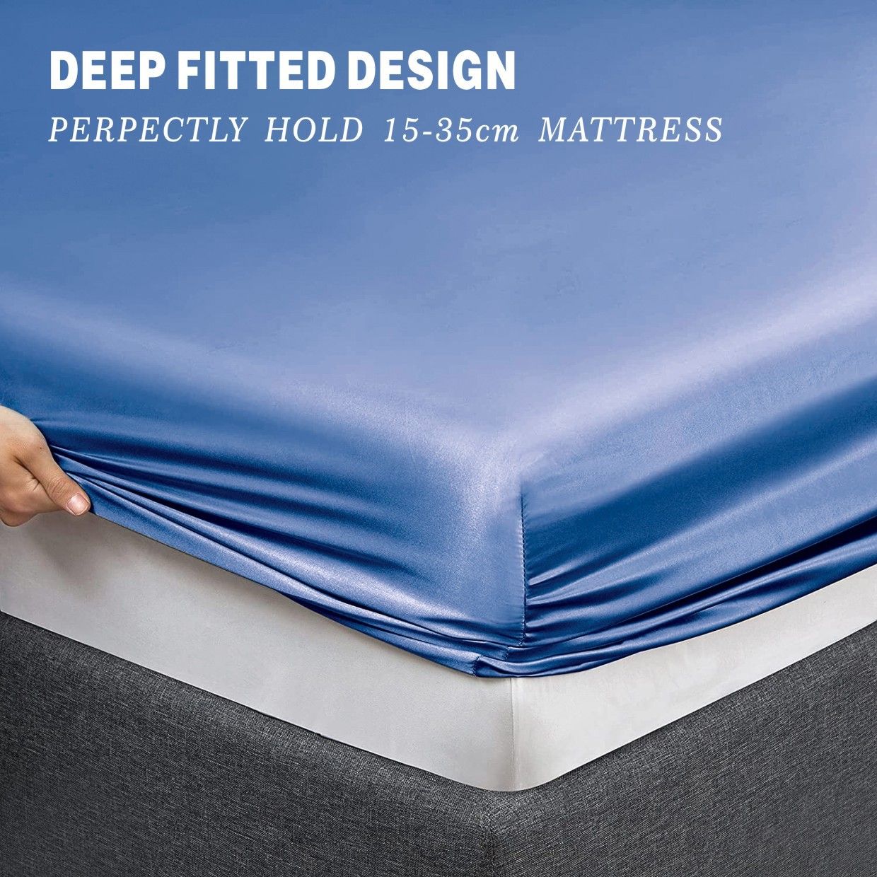 Art Silk Satin Sheet Set Hotel 4 Pieces Fitted/Flat Sheet Bedding Set-Luxury Soft Silky Sheets for Hair and Skin, Similar to Silk Bed Sheets Set 4 Pieces(Queen,Ocean)