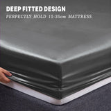 Art Silk Satin Sheet Set Hotel 4 Pieces Fitted/Flat Sheet Bedding Set-Luxury Soft Silky Sheets for Hair and Skin, Similar to Silk Bed Sheets Set 4 Pieces(Queen,Grey)