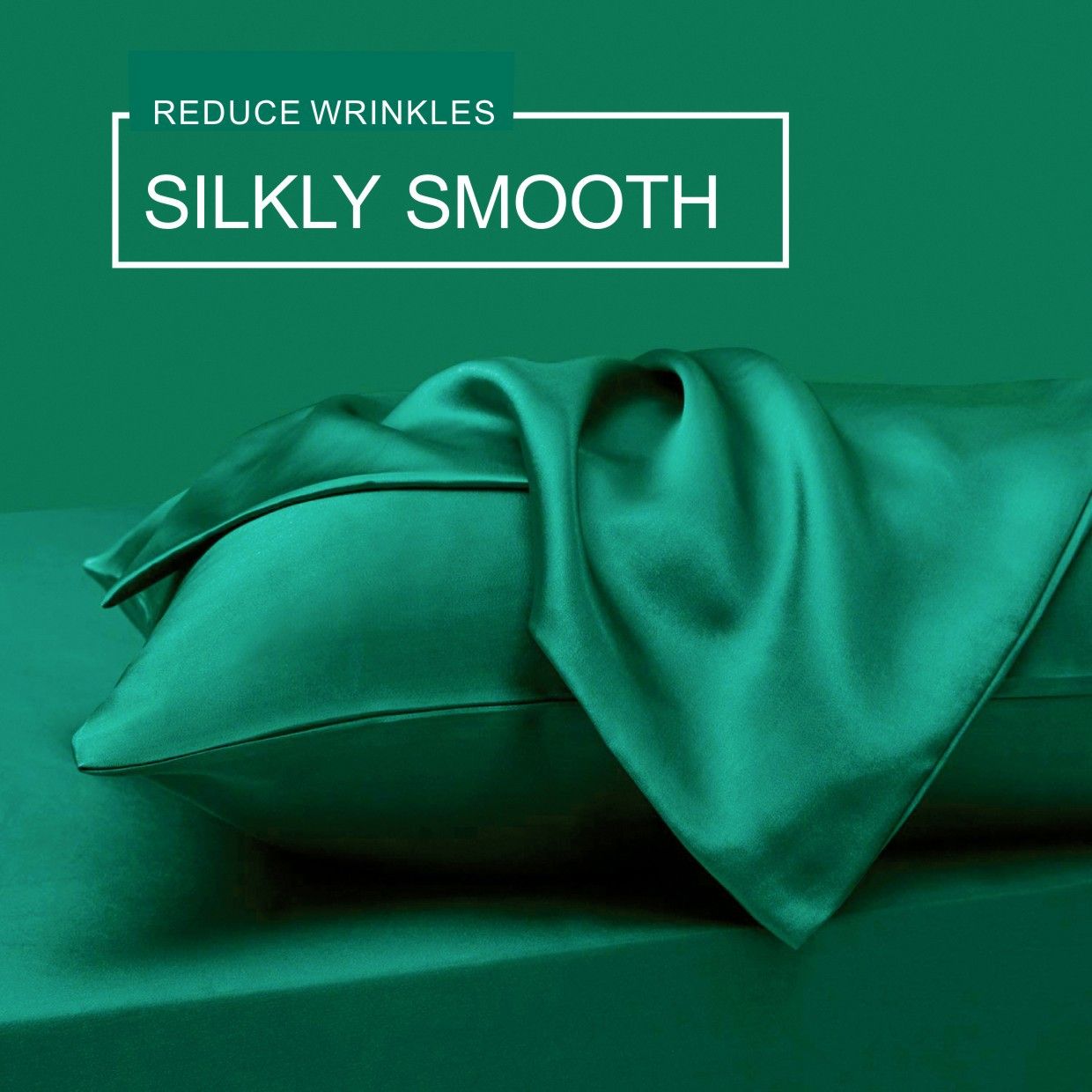 Art Silk Satin Sheet Set Hotel 4 Pieces Fitted/Flat Sheet Bedding Set-Luxury Soft Silky Sheets for Hair and Skin, Similar to Silk Bed Sheets Set 4 Pieces(Queen,Green)