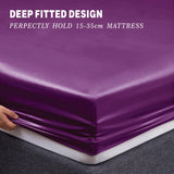 Art Silk Satin Sheet Set Hotel 4 Pieces Fitted/Flat Sheet Bedding Set-Luxury Soft Silky Sheets for Hair and Skin, Similar to Silk Bed Sheets Set 4 Pieces(Queen,Purple)