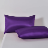 Satin Quilt cover Set Hotel 3 Pieces Quilt cover with Pillowcase, Art Silk Bedding Set-Luxury Soft Silky pillowcase for Hair and Skin, Similar to Silk Duvet/Donna Cover Set- 3 Pieces(Super King,Purple)