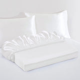 Satin Fitted Sheet Set Hotel 3 Pieces Fitted Sheet with Pillowcase, Art Silk Bedding Set-Luxury Soft Silky Sheets for Hair and Skin, Similar to Silk Fitted Sheets Set 3 Pieces(Super King,White)