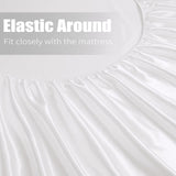 Satin Fitted Sheet Set Hotel 3 Pieces Fitted Sheet with Pillowcase, Art Silk Bedding Set-Luxury Soft Silky Sheets for Hair and Skin, Similar to Silk Fitted Sheets Set 3 Pieces(Super King,White)