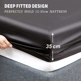 Art Silk Satin Sheet Set Hotel 4 Pieces Fitted/Flat Sheet Bedding Set-Luxury Soft Silky Sheets for Hair and Skin, Similar to Silk Bed Sheets Set 4 Pieces(Super King,Black)