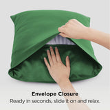 Silk Pillowcase for Hair and Skin Mulberry Silk Pillowcase Soft Breathable Smooth Both Sided Natural Silk Pillowcase with Envelope pocket Beauty Sleep Silk Pillow Case for Gift (2 Pack, Standard, Green)