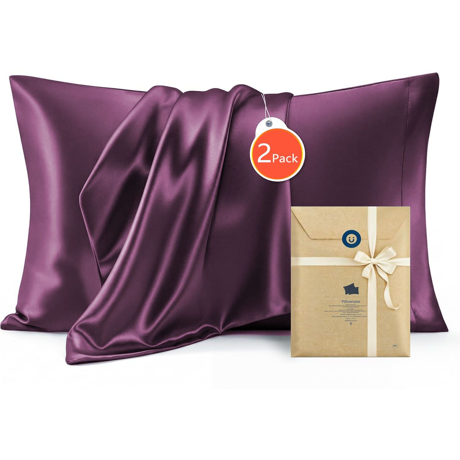 Silk Pillowcase for Hair and Skin Mulberry Silk Pillowcase Soft Breathable Smooth Both Sided Natural Silk Pillowcase with Envelope pocket Beauty Sleep Silk Pillow Case for Gift (2 Pack, Standard, Purple)
