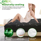 800GSM Mattress Topper Viscose Derived from Bamboo, Thick Pillowtop Fitted Mattress Cover with 45cm Deep Skirt - Machine Washable Hypoallergenic(King,Black)
