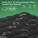 800GSM Mattress Topper Viscose Derived from Bamboo, Thick Pillowtop Fitted Mattress Cover with 45cm Deep Skirt - Machine Washable Hypoallergenic（King Single,Black）