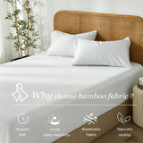 3 Piece Hotel Bamboo Cooling Fitted Sheet Set & Pillowcase -Ultra Soft 2000TC Breathable Fitted Bed Sheets Set with 37 Centimetre Deep Pocket-Cooling Sheets for Hot Sleepers(White,Double)