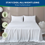 4 Piece Hotel Bamboo Cooling Sheet Set -Ultra Soft 2000TC Breathable Bed Sheets Set with 37 Centimetre Deep Pocket-Cooling Sheets for Hot Sleepers(White,King)