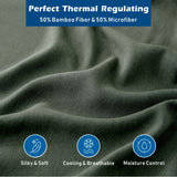 4 Piece Hotel Bamboo Cooling Sheet Set -Ultra Soft 2000TC Breathable Bed Sheets Set with 37 Centimetre Deep Pocket-Cooling Sheets for Hot Sleepers(Olive green,King)