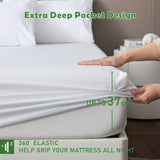 2 Piece Hotel Bamboo Cooling Fitted Sheet Set & Pillowcase -Ultra Soft 2000TC Breathable Fitted Bed Sheets Set with 37 Centimetre Deep Pocket-Cooling Sheets for Hot Sleepers(White,King Single)