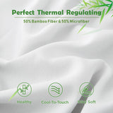 2 Piece Hotel Bamboo Cooling Fitted Sheet Set & Pillowcase -Ultra Soft 2000TC Breathable Fitted Bed Sheets Set with 37 Centimetre Deep Pocket-Cooling Sheets for Hot Sleepers(White,King Single)