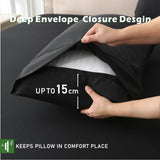 2 Piece Hotel Bamboo Cooling Fitted Sheet Set & Pillowcase -Ultra Soft 2000TC Breathable Fitted Bed Sheets Set with 37 Centimetre Deep Pocket-Cooling Sheets for Hot Sleepers(Black,King Single)