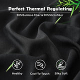 2 Piece Hotel Bamboo Cooling Fitted Sheet Set & Pillowcase -Ultra Soft 2000TC Breathable Fitted Bed Sheets Set with 37 Centimetre Deep Pocket-Cooling Sheets for Hot Sleepers(Black,King Single)